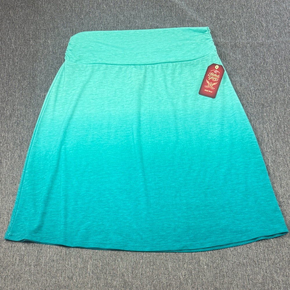 Women’s Vintage Faded Glory Teal Gradient A-Line Skirt NWT